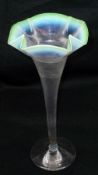 A late 19th Century Glass Spill Vase with cruciform top and green tinted opaque rim, (foot