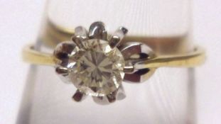 A hallmarked 18ct Gold Solitaire Diamond Ring, approximately ¼ ct