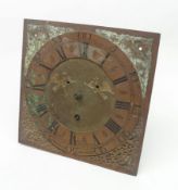 Daniel Daulton, Church Lawford, a Longcase Clock Movement, black Roman numerals to a brass chapter