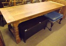 A good quality Oak Reproduction Refectory Table, with heavy four plank top, plain frieze and