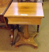 A Faded Rosewood Pedestal Worktable, of rectangular form, with a converted plush-lined interior,