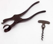 A Lund Lever Corkscrew and a further small Pocket Corkscrew inscribed “London Patent” (2)