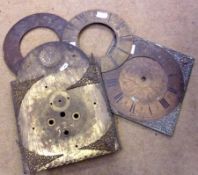 A collection of 18th/19th Century Longcase Clock Parts: face with chapter ring, part arched dial,