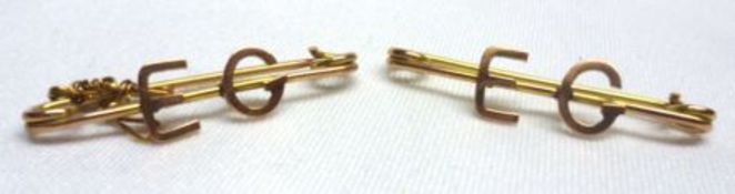 Two unmarked yellow metal Bar Brooches, each with the raised initialled “E G” (2)