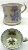 A 19th Century Staffordshire Frog Mug, the outer body printed in pale lilac with sprigs of foliage