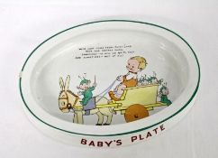 A Shelley Mabel Lucie Attwell Baby’s Plate, decorated with central scene and verse, “We’ve just come