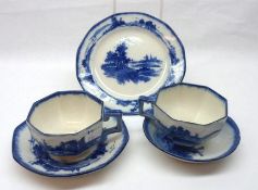 A small collection of Royal Doulton “Norfolk” pattern Tea Wares, all typically printed in blue and