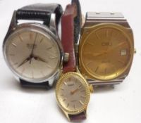 A Mixed Lot of three Wristwatches: Gents Ciro Stainless Steel and Gold Plated Quartz Wristwatch (