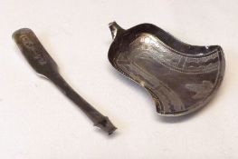 A late George III Caddy Spoon, shovel bowl with Fiddle pattern handle (A/F), Birmingham 1811,