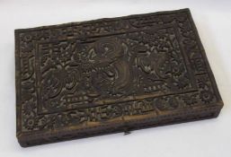 An Oriental carved Hardwood rectangular small Games Box, the lid ornately carved with dragon,