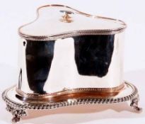 A 19th Century Sheffield plated shaped triangular Tea Caddy with gadrooning to the hinged lid and