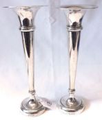 A pair of Edward VIII trumpet Flower Vases, with loaded circular bases, tapering stems, flared rims,