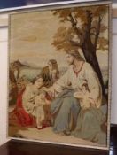 A Victorian Woolwork Picture, depicting biblical scene, 46” x 36 ½”