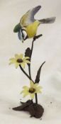 A Royal Worcester Ornamental Studio Model of a blue tit and foliage, 5 ¼” high, in original box