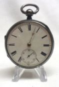 A 1st quarter of the 20th Century Silver Open Face Key-wind Pocket Watch, the frosted gilt and