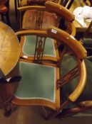 A pair of Edwardian Tub Chairs, inlaid with boxwood stringing and with pierced splat backs and