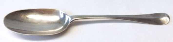 An early Georgian base marked Hanoverian Tablespoon, date letter rubbed, makers mark IW
