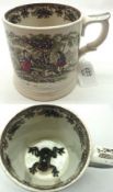 A 19th Century Staffordshire Frog Mug, the outer body decorated in the Pratt manner with fruit