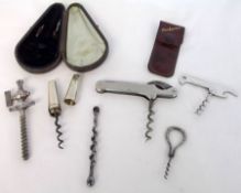 A Mixed lot of various Corkscrews including Folding Scent Bow Corkscrew; Peg and Worm Corkscrew;