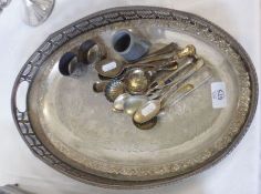 A Mixed Lot comprising:  An early/mid 20th Century oval gallery Tea Tray, further Tea Tray and other