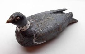 A Vintage Painted Treen Pigeon Decoy (A/F), 12 ½” long