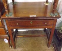 An 18th Century and later Oak Side Table, with plain top over a full width frieze drawer and