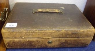 A late 19th/early 20th Century Leather Cased Vintage Writing Box, fitted interior, the lid with