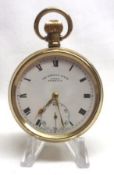 A 1st or 2nd quarter of the 20th Century Gold Plated Cased Open Face Keyless Pocket Watch, the Swiss