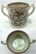 A 19th Century Staffordshire Frog Loving Cup, of two-handled cylindrical form, decorated with the “