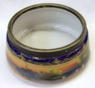 A Noritake Circular Bowl of spreading baluster form, decorated in colours with sunset lake scene