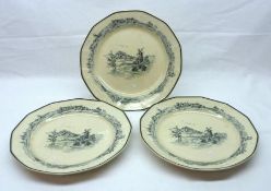 A set of three Royal Doulton “Norfolk” pattern Dinner Plates of shaped circular form, each unusually