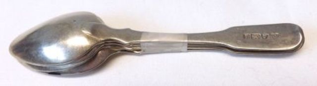 A set of four George III Teaspoons, Fiddle pattern, probably London 1814, (no town mark), maker