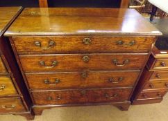 An 18th Century Oak Country-made Chest of four full width graduated drawers on bracket feet, 36”