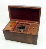 A 19th Century Rosewood and Mahogany Tea Caddy of plain rectangular form, the lifting lid