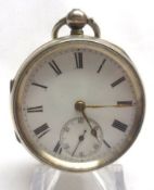 A last quarter of the 19th Century Silver Cased Open Face Key-wind Pocket Watch, un-named gilt