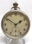 A 2nd quarter of the 20th Century Military Issue WWII Keyless Pocket Watch, with Swiss made 15 jewel