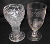 A Victorian Glass Celery Vase, etched with a motif of a swan and also inscribed “Celery”, with a