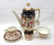 A Royal Crown Derby Coffee Service comprising:  A Coffee Pot, a Cream Jug and Sugar Bowl, six can