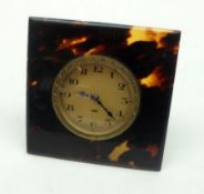 A 1st or 2nd quarter of the 20th Century Tortoiseshell framed Dressing Table Clock with Swiss