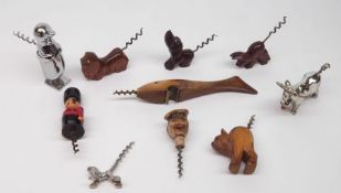 A Mixed Lot of various Novelty and other Corkscrews, including Figures, Fish, Dogs, Penguin etc (