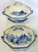 A pair of Royal Doulton “Norfolk” pattern octagonal covered two-handled Vegetable Tureens, typically