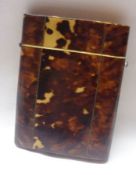 A late 19th Century Tortoiseshell and Pewter Line Inlaid Card Case, of hinged form, sprung clasp