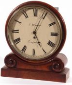 J Wenham, Swaffham, an early Victorian Mahogany Dial Clock, with scrolled shelf standing base, 30