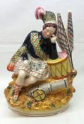 A 19th Century Staffordshire Model of a sleeping drummer with a standard, a drum and a cannon,