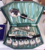 A Cased Electroplated Dessert Service; together with odd assorted Flatware