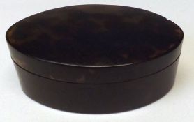 A 19th Century Tortoiseshell Snuff Box, oval shaped with detachable lid, 3” x 1 ¾”