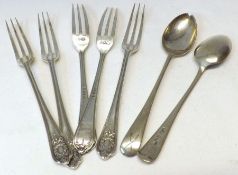 A Mixed Lot:  A pair of George V Teaspoons, Old English pattern, Sheffield 1918; together with a set