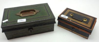 A Mixed Lot comprising: two various early 20th Century paint and gilt highlighted Cash Tins (2)