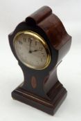 An Edwardian Mahogany and Burr Walnut Veneered Mantel Timepiece, of shaped vase form with shell