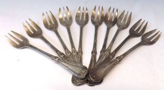 A set of ten French Christofle plated Pastry Forks, (10)